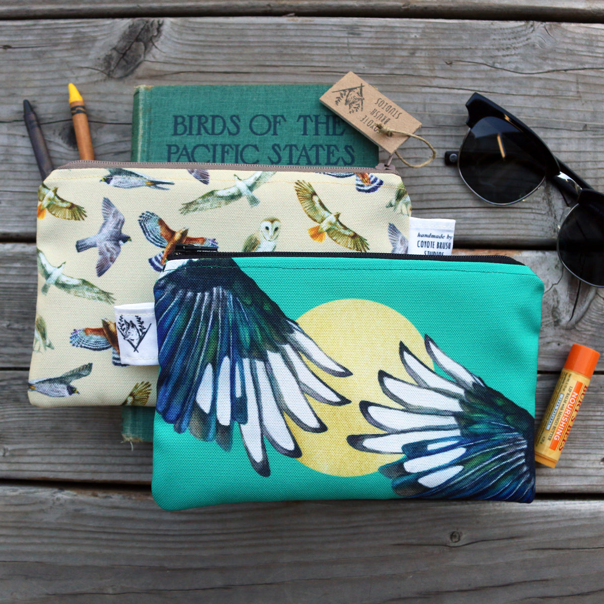 Playful Bird Garden Zipper Pouches