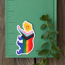 Progress Pride Rainbow LGBTQ CA Pride Sticker Set: Two Vinyl Rainbow Bear Stickers