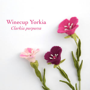 Winecup Yorkia Felt Flower - Clarkia purpurea - fiber sculpture, felt flower