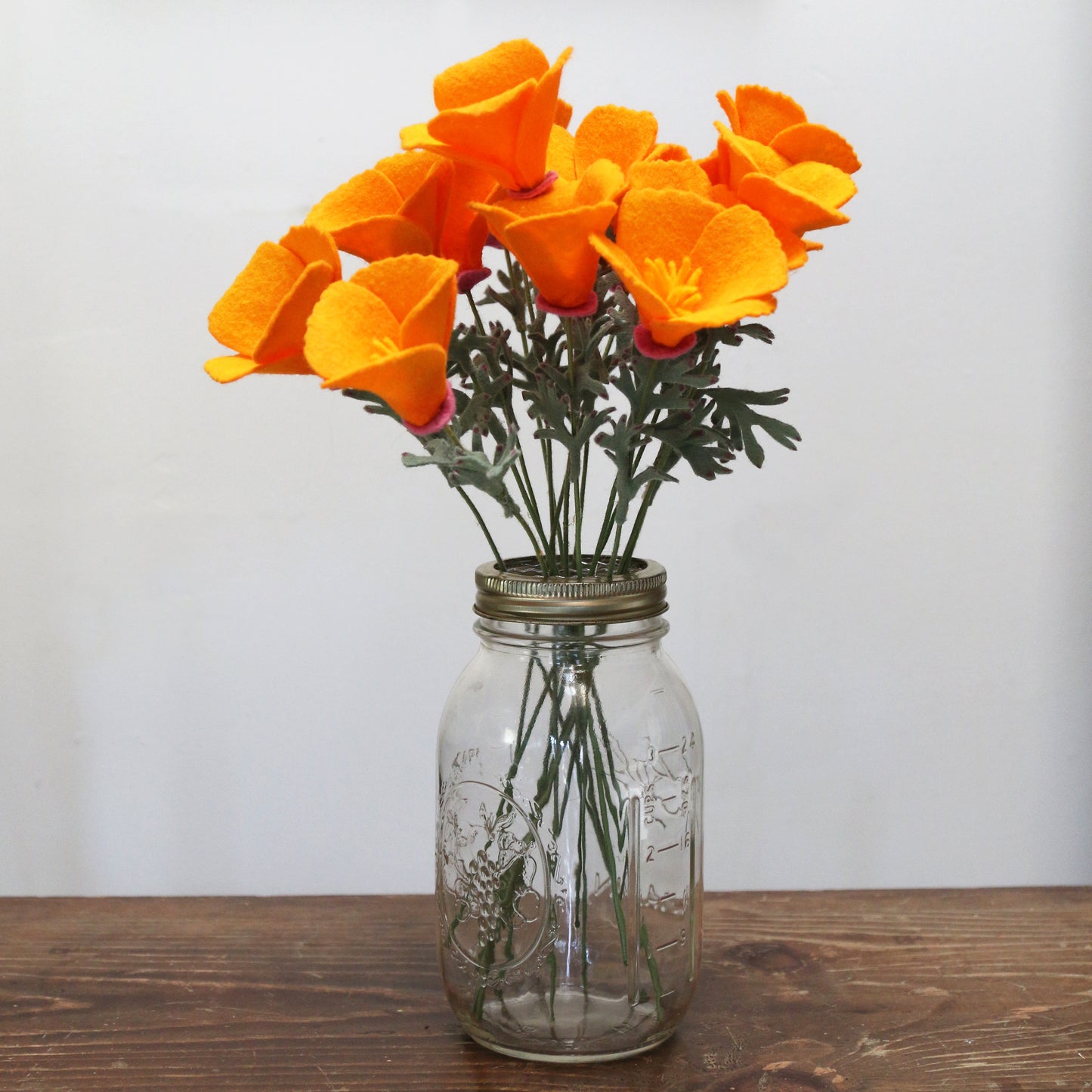 California Poppy Felt Flower - Eschscholzia californica - fiber sculpture, fabric flower