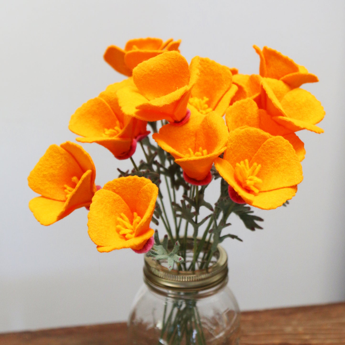 California Poppy Felt Flower - Eschscholzia californica - fiber sculpture, fabric flower