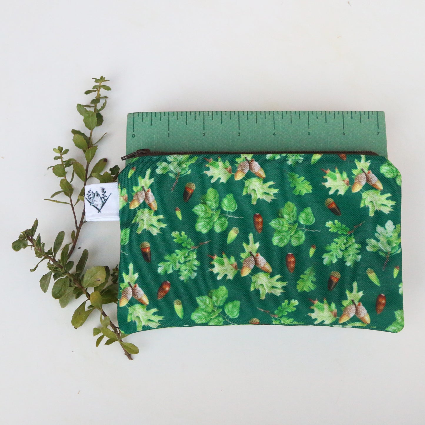 Medium California Oaks Zipper Pouch - Travel Organizer Bag, Flat Purse