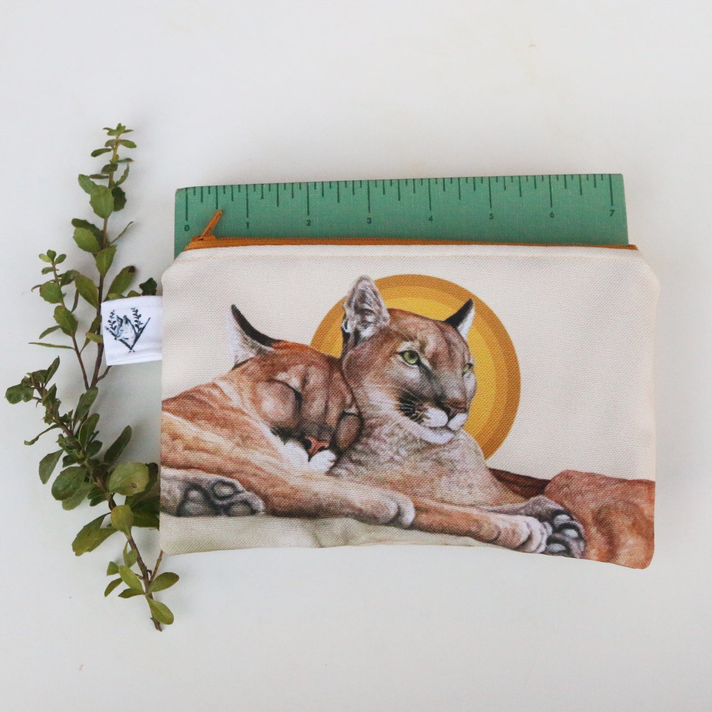 Medium Mountain Lions Zipper Pouch - Travel Organizer Bag, Flat Purse