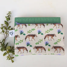 Coyote Zipper Pouch, Travel Organizer Bag, Flat Purse, Pencil and Art Case