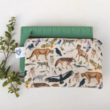 California Wildlife Zipper Pouch, Travel Organizer Bag, Flat Purse, Pencil and Art Case