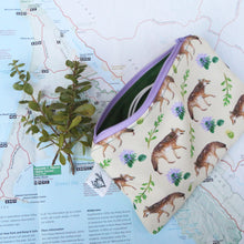 Coyote Zipper Pouch, Travel Organizer Bag, Flat Purse, Pencil and Art Case