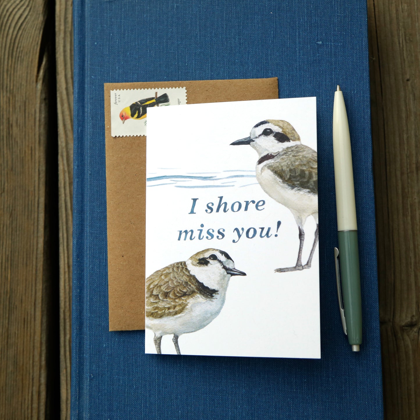 I SHORE miss you! - Snowy Plover Greeting Card