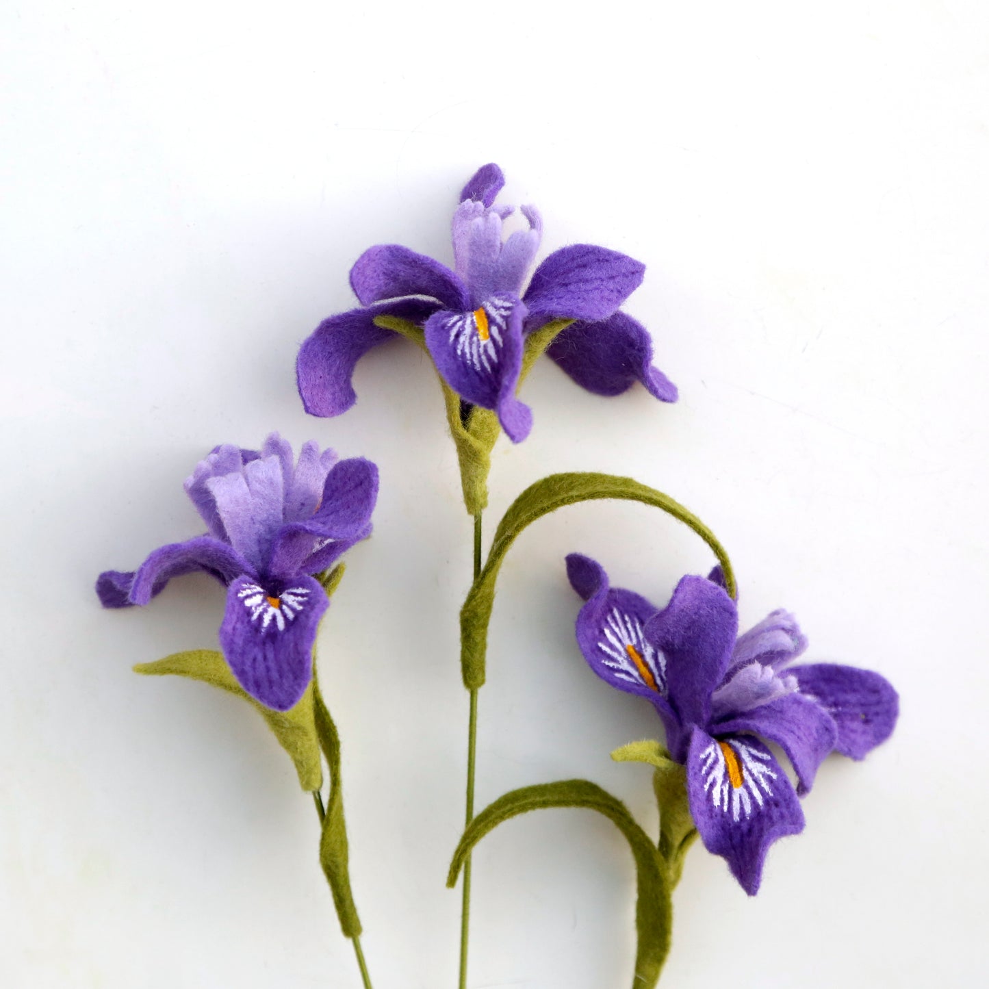Douglas Iris Felt Flower - Iris douglasiana - fiber sculpture, fabric flower
