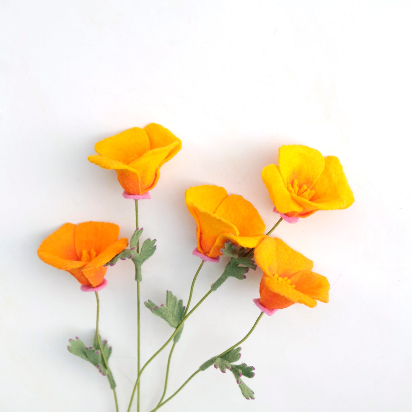 California Poppy Felt Flower - Eschscholzia californica - fiber sculpture, fabric flower