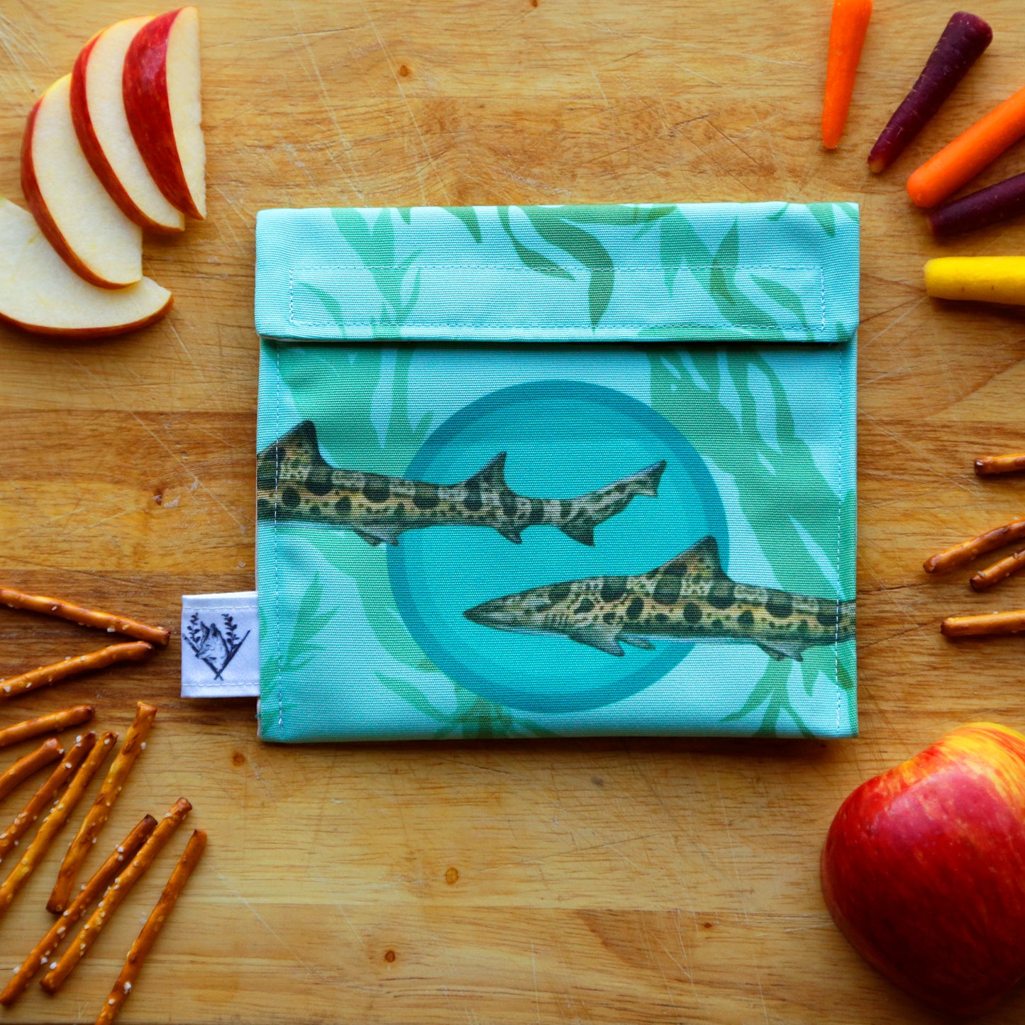 Kelp Forest Leopard Shark Reusable Snack Sandwich Bag - Zero Waste - Food Storage Bag