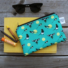 Yellow Billed Magpie Zipper Pouch Medium, Storage Bag, Flat Purse