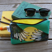 Yellow Billed Magpie Zipper Pouch Medium, Storage Bag, Flat Purse