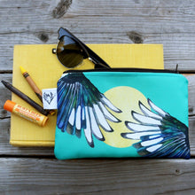 Yellow Billed Magpie Zipper Pouch Medium, Storage Bag, Flat Purse