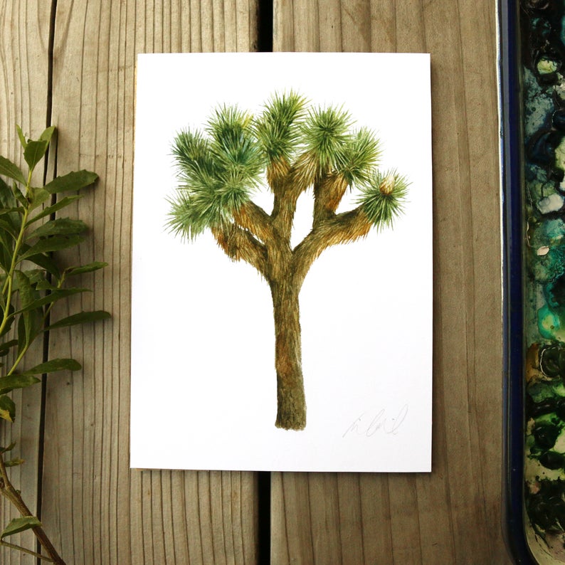 Joshua Tree watercolor painting art print native California 5x7
