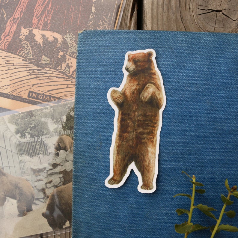 State Symbols Vinyl Stickers: Coastal Redwood, CA Grizzly, Gray Whale