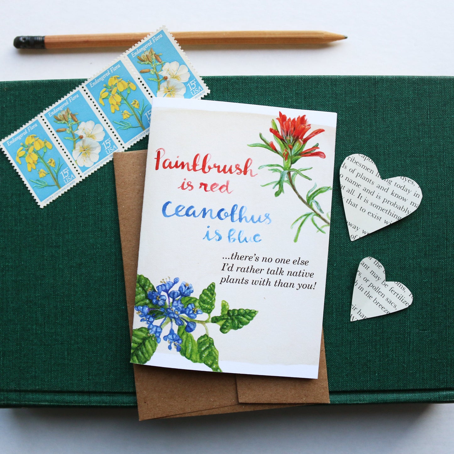 Native Plant Poem - Ceanothus and Woolly Paintbrush Greeting Card