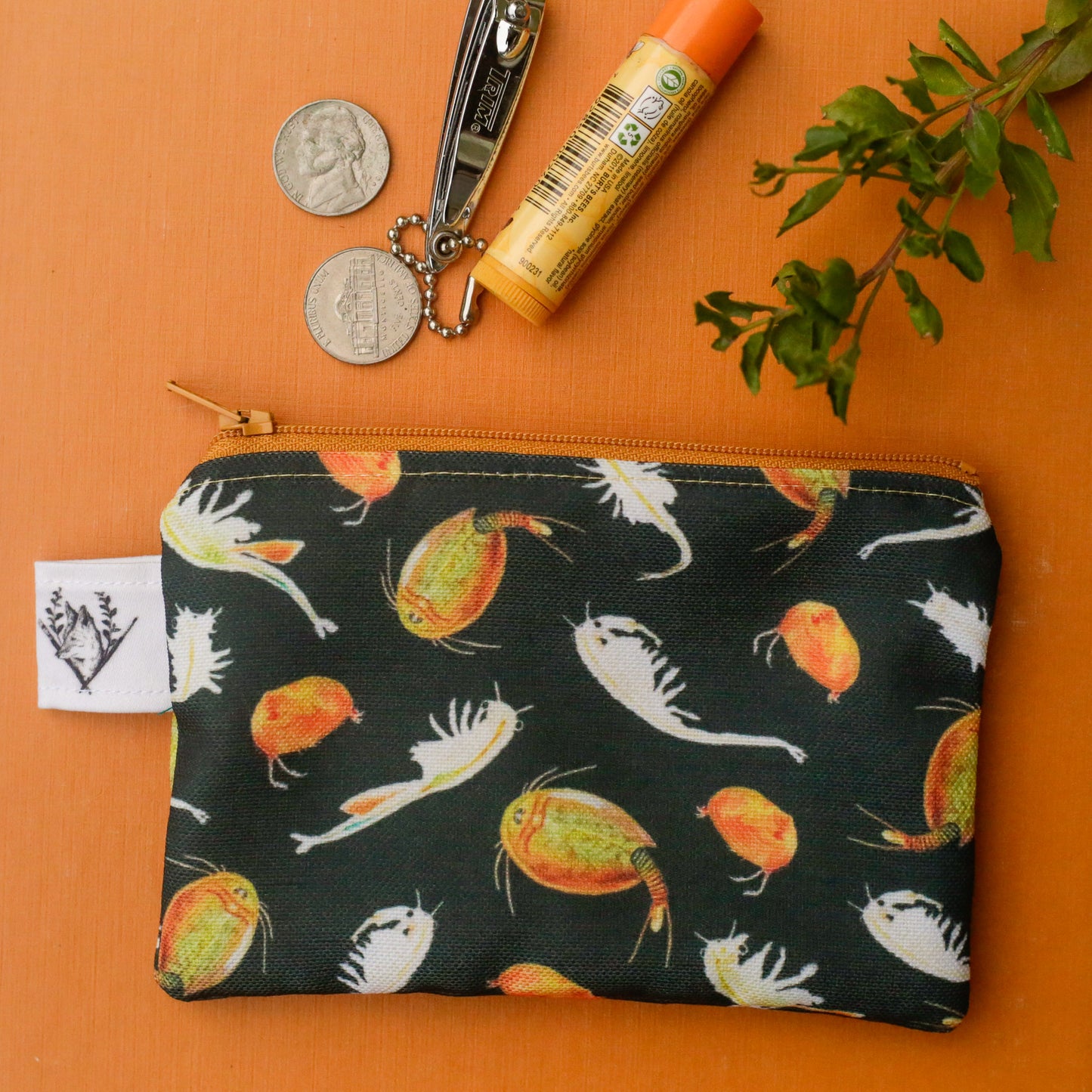 Small Vernal Pool Shrimp Zipper Pouch - Coin Size Organizer Bag