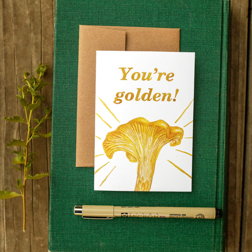 Load image 1 in gallery view. You're Golden - Chanterelle Mushroom Congratulations Card