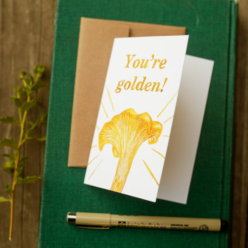 Load image 1 in gallery view. You're Golden - Chanterelle Mushroom Congratulations Card
