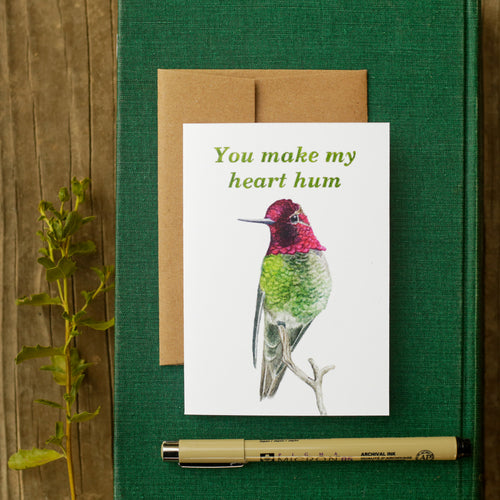 Load image 1 in gallery view. You Make my Heart Hum - Anna's Hummingbird Love Card