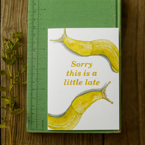 Load image 1 in gallery view. Sorry This Is A Little Late - Banana Slug Belated Card