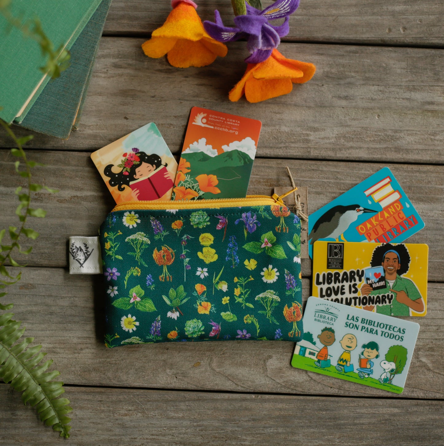 Small California Wildflowers Zipper Pouch - Coin Size Organizer Bag