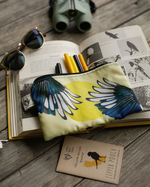 Load image 1 in gallery view. Medium Yellow Billed Magpie Zipper Pouch - Coin Size Organizer Bag
