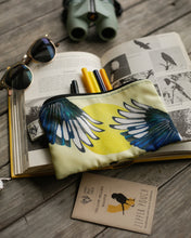 *Seconds Sale* Yellow Billed Magpie Zipper Pouch Medium, Storage Bag, Flat Purse