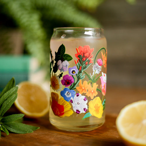 Load image 1 in gallery view. California Wildflowers Can Glass - 16oz