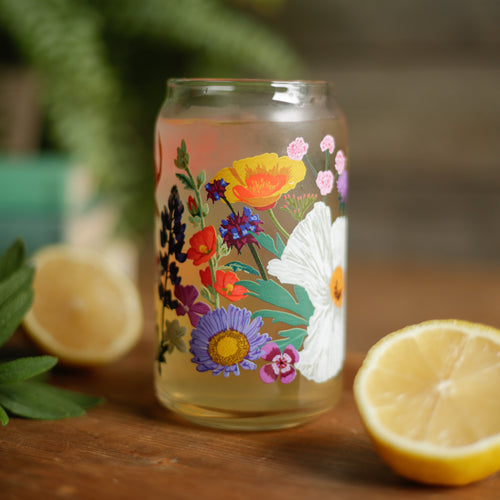Load image 1 in gallery view. California Wildflowers Can Glass - 16oz