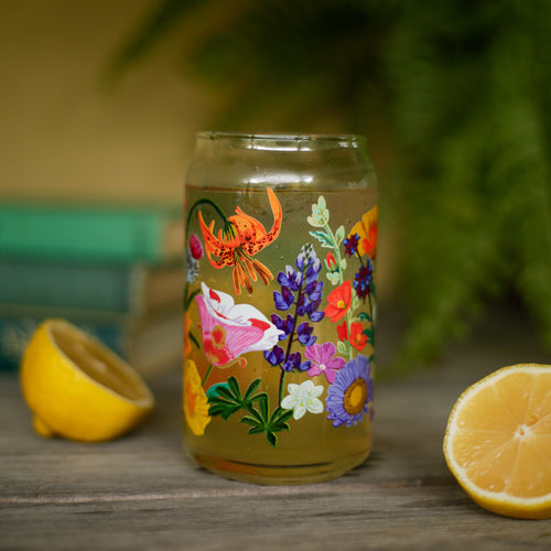 Load image 1 in gallery view. California Wildflowers Can Glass - 16oz