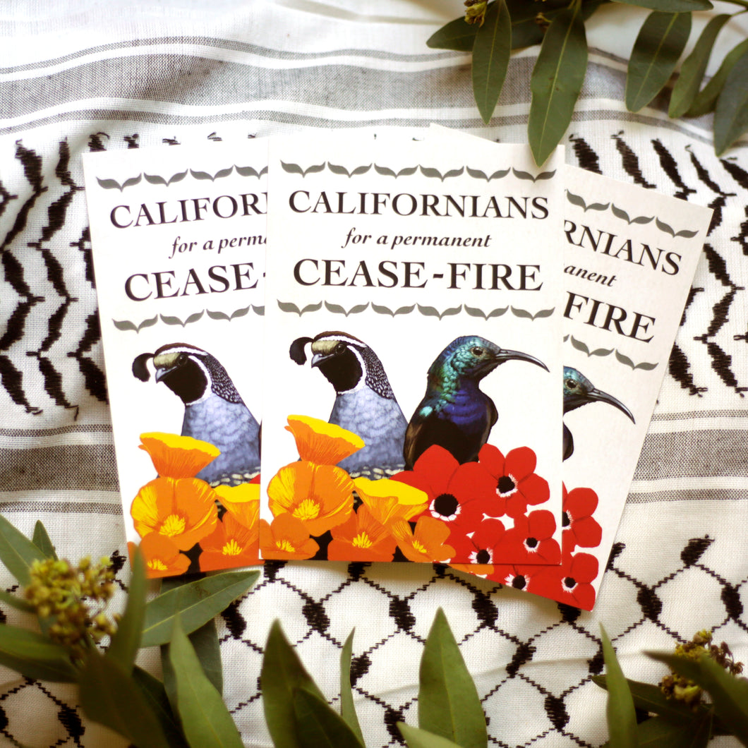 Californians for a Permanent Ceasefire Postcard (1) (shipped free with any order or pay for shipping)