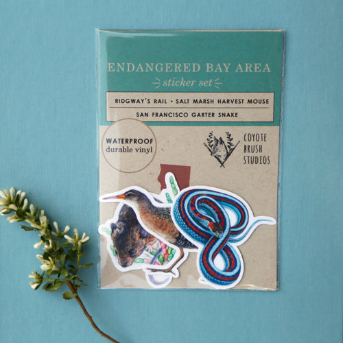 Load image 1 in gallery view. Endangered Bay Area Vinyl Stickers: SF Garter Snake, Salt Marsh Harvest Mouse, Clapper Rail
