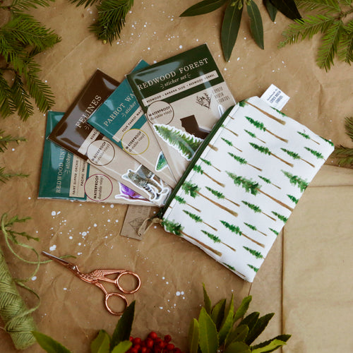 Load image 1 in gallery view. Redwood Wanderer Gift Set: Themed Gift Set including Stickers, Zipper Pouch