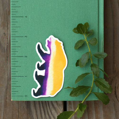 Load image 1 in gallery view. Nonbinary CA Pride Vinyl Stickers: Enby Flag Bears