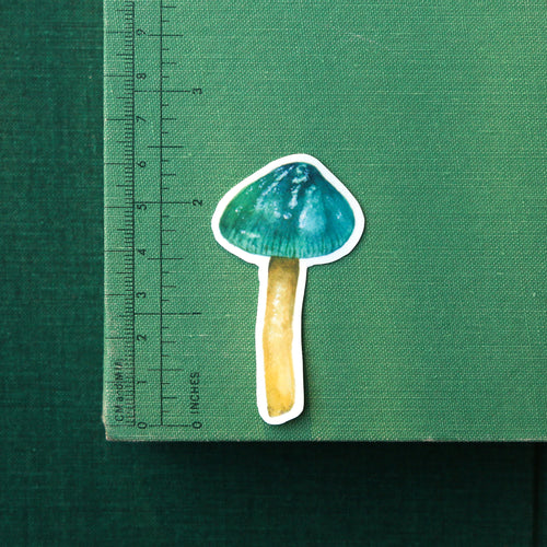 Load image 1 in gallery view. Parrot Waxcap Mushroom Vinyl Stickers: Hygrocybe psittacina