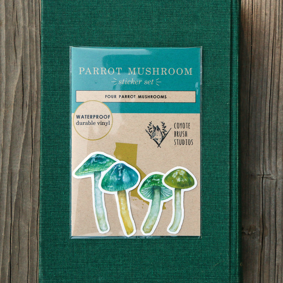 Parrot Waxcap Mushroom Vinyl Stickers: Hygrocybe psittacina
