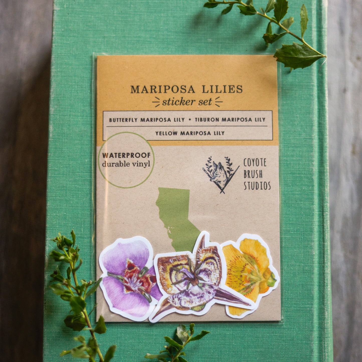 Mariposa Lily Vinyl Stickers: Butterfly, Yellow, and Tiburon Mariposa Lily