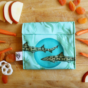 *Seconds Sale* Velcro Kelp Forest Leopard Shark Reusable Snack Sandwich Bag - Zero Waste - Food Storage Bag - Eco-Friendly - Recycled Plastic Fabric