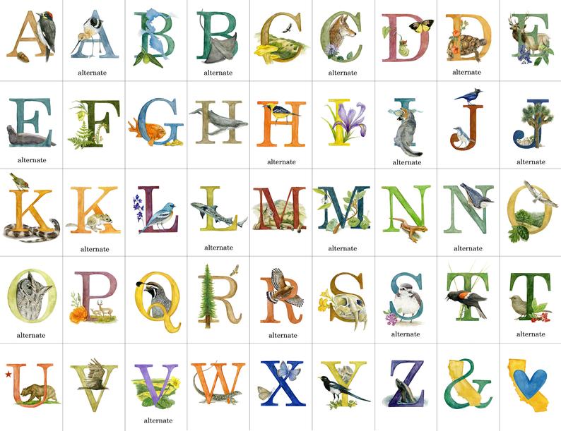 California Alphabet Letter Prints