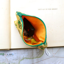 Small California Desert Zipper Pouch, Coin Zipper Pouch, Watercolor Botanical Illustration, Travel Organizer Bag, Flat Purse