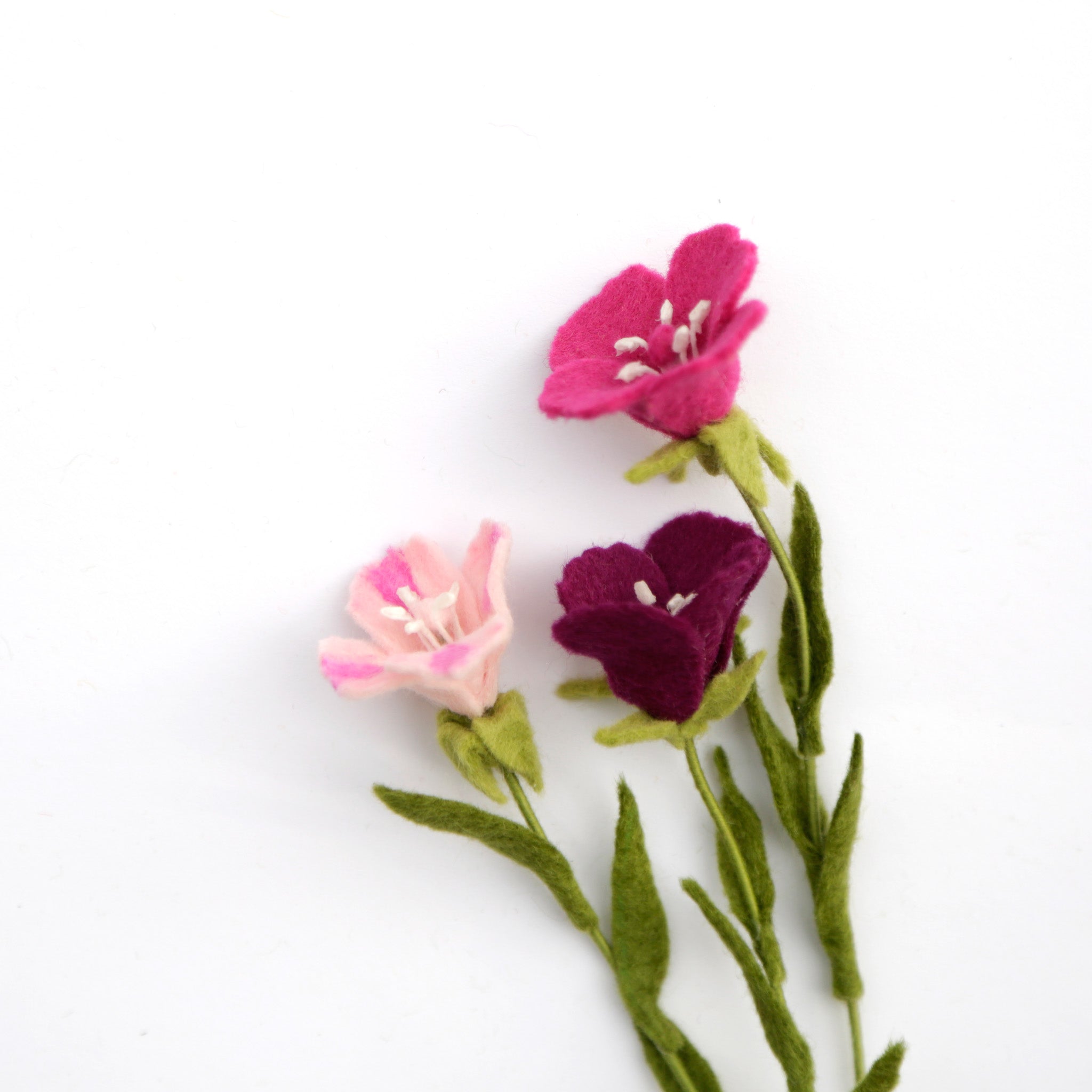 Winecup Yorkia Felt Flower - Clarkia purpurea - fiber sculpture, felt flower