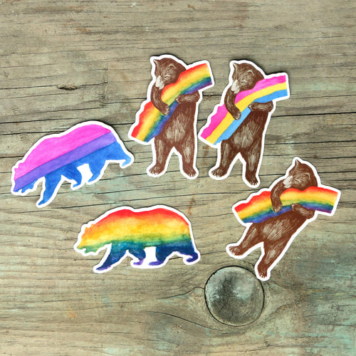 Pride Sticker Grab Bag: Five Durable, Waterproof Stickers Pride Bear Stickers