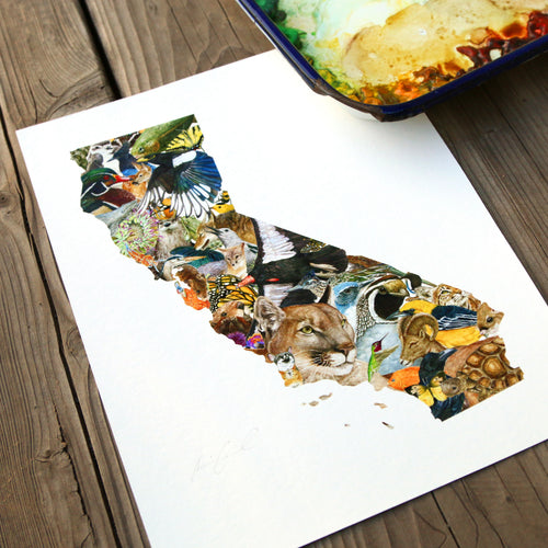 Load image 1 in gallery view. California Wildlife 8x10 Poster - California Biodiversity Art