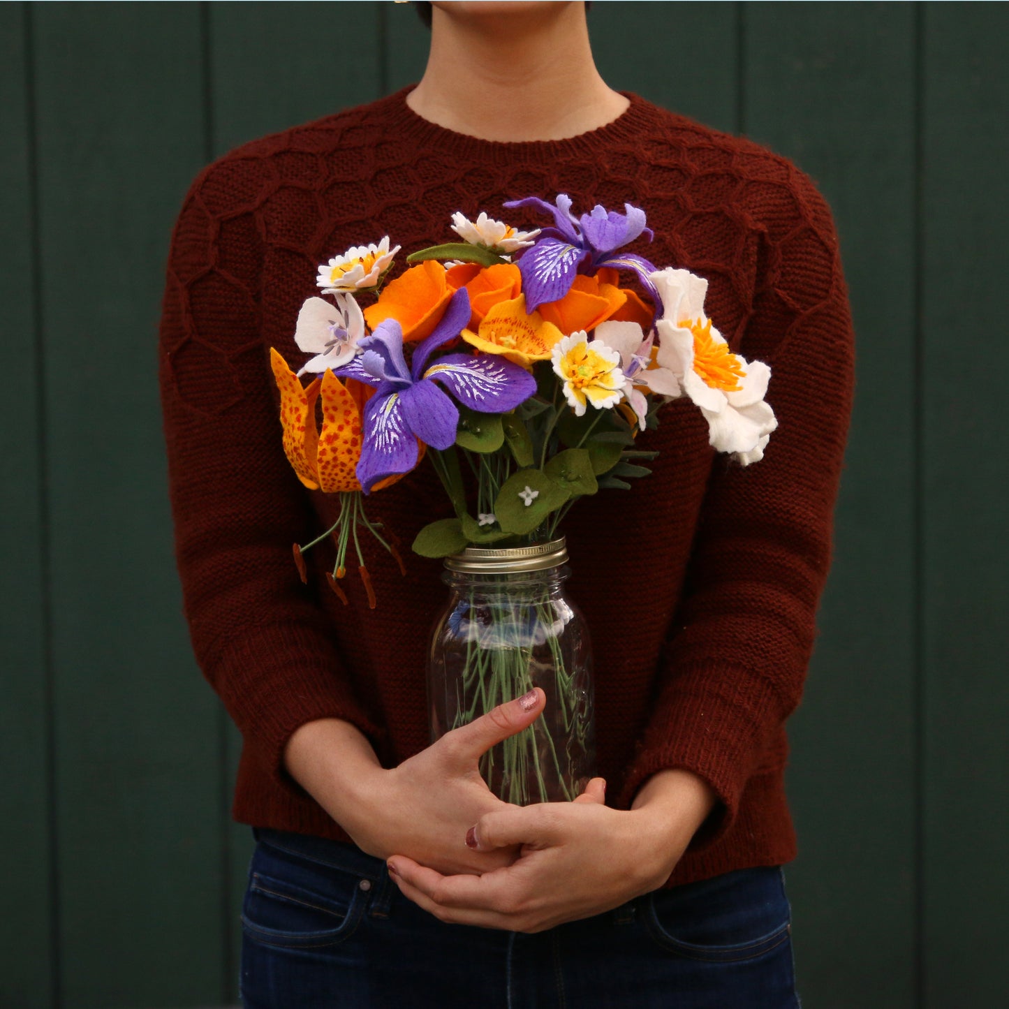 California Poppy Felt Flower - Eschscholzia californica - fiber sculpture, fabric flower