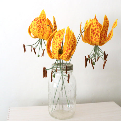 Load image 1 in gallery view. Humboldt's Lily Felt Flower - Lilium humboldtii - fiber sculpture, fabric flower