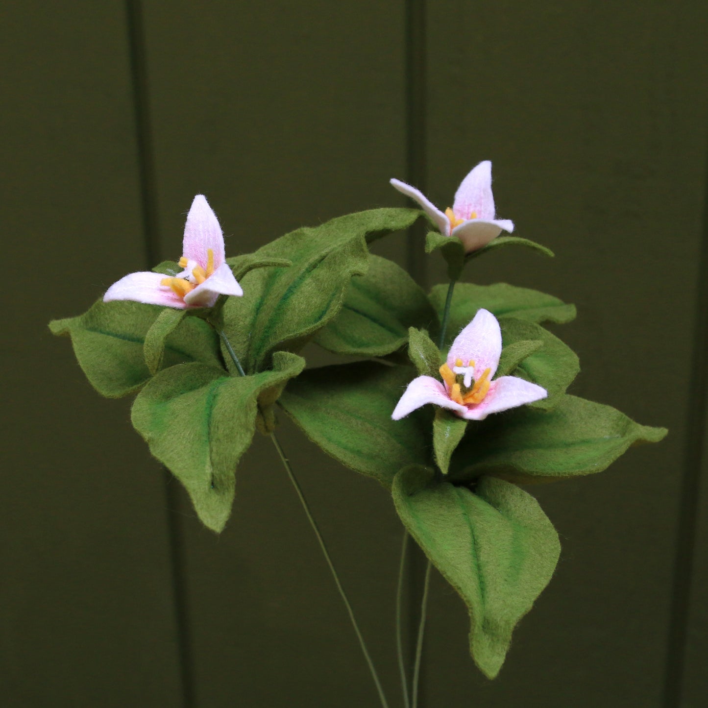 Pacific trillium - Trillium ovatum - fiber sculpture, felt flower