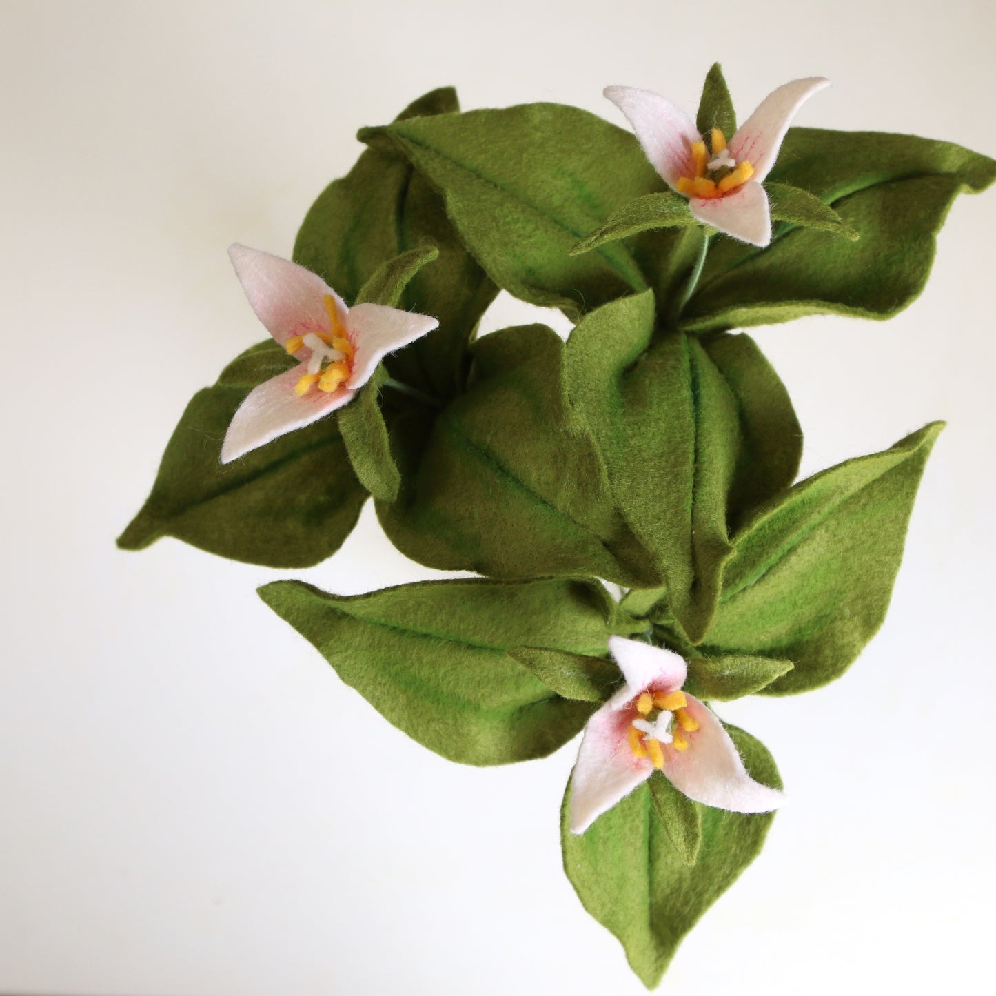 Pacific trillium - Trillium ovatum - fiber sculpture, felt flower