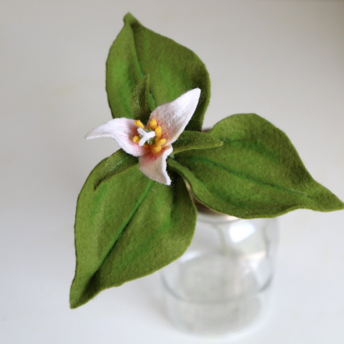 Pacific trillium - Trillium ovatum - fiber sculpture, felt flower