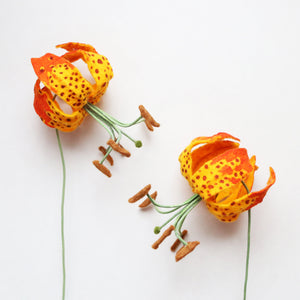 Leopard Lily Felt Flower - Lilium pardalinum - fiber sculpture, fabric flower